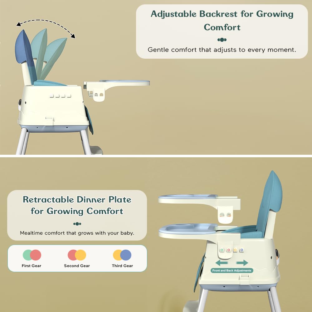 StarAndDaisy High Chair for Baby/Baby Feeding Chair for 0 to 5 Years with 4 in-1 Multifunctions/High Chair with Height Adjustable, Detachable Tray & One-Hand Adjustable -Blue