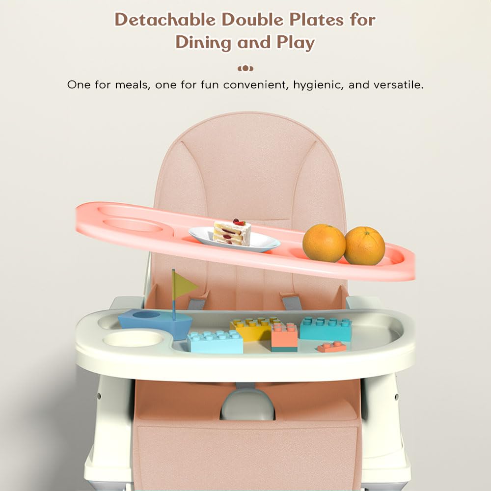 StarAndDaisy High Chair for Baby/Baby Feeding Chair for 0 to 5 Years with 4 in-1 Multifunctions/High Chair with Height Adjustable, Detachable Tray & One-Hand Adjustable - Grey