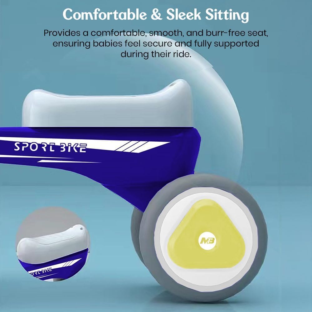 StarAndDaisy Balance Bike/Push Ride on for Kids/Toddler with 4 Smooth Wheels, Music & Lights/Mini Bike for Kids - (Blue)