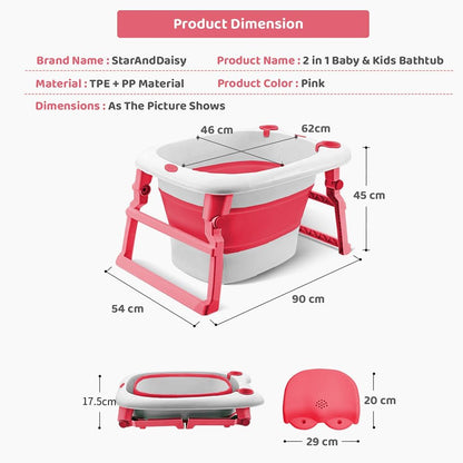 StarAndDaisy Baby Bath Tub for 0 to 5 Years/Folding Large Baby Bathtub with Temperature Meter/Safe & Comfortable Bath Tub for Kids
