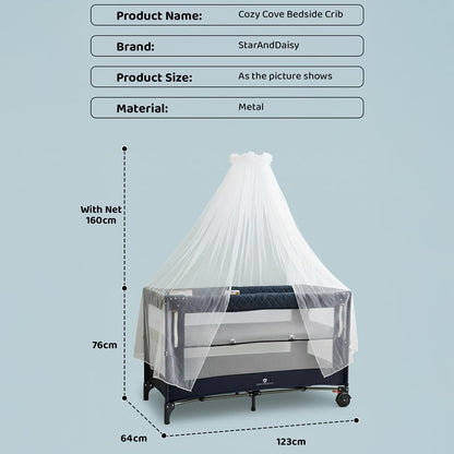 StarAndDaisy Cradle for new Born Baby Cradle for 0 to 3 Year Baby, Convertible playpen with Wheels,Storage Basket & Mosquito net Baby Sleeping Cradle/Bedside Bassinet - Assorted Colour