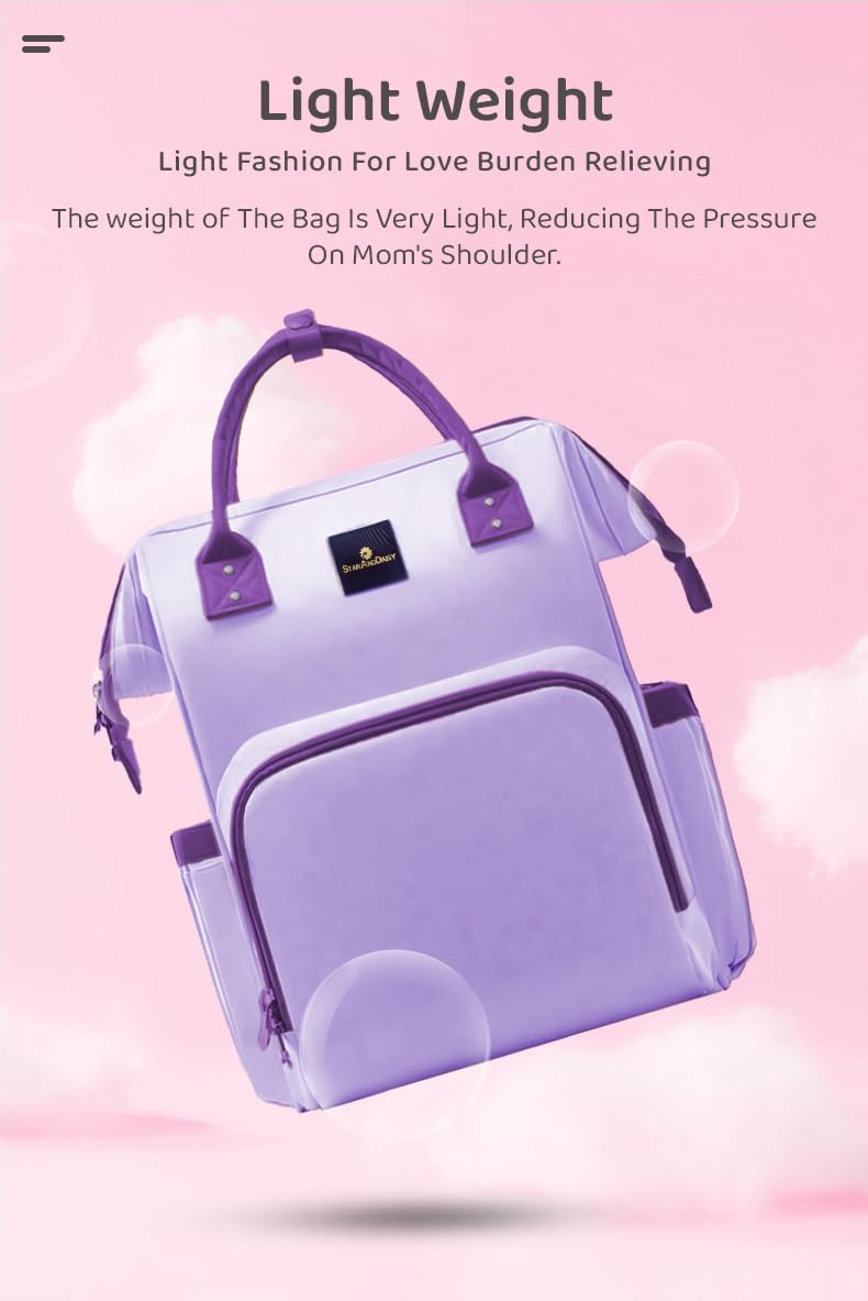 StarAndDaisy Baby Diaper Bag for Mothers/Mom Travel Maternity Backpack with Insulated Milk Bottle Pocket, Multi Compartments, Waterproof, Travel Friendly, Lightweight