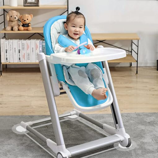 StarAndDaisy Baby High Chair, Infants Booster Seat with Wheels, Multi – Functional Kids High Chair with Detachable Food Tray & Adjustable Height with 5 Point Safety Belt