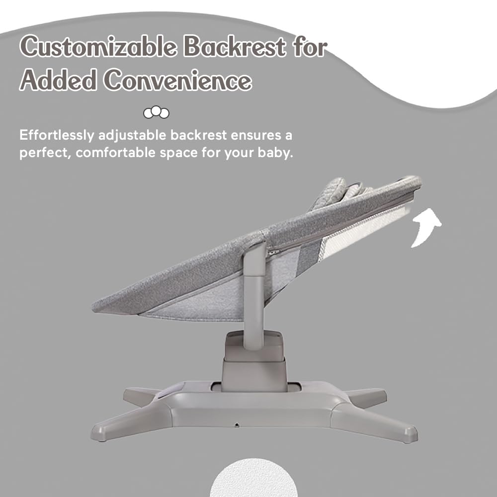 StarAndDaisy X Mastela Baby Electric Cradle/Crib for Infant, Toddler with 7 Swing Modes, Music, Backrest Adjustment, Hanging Toys & Touch Panel - Dark Grey