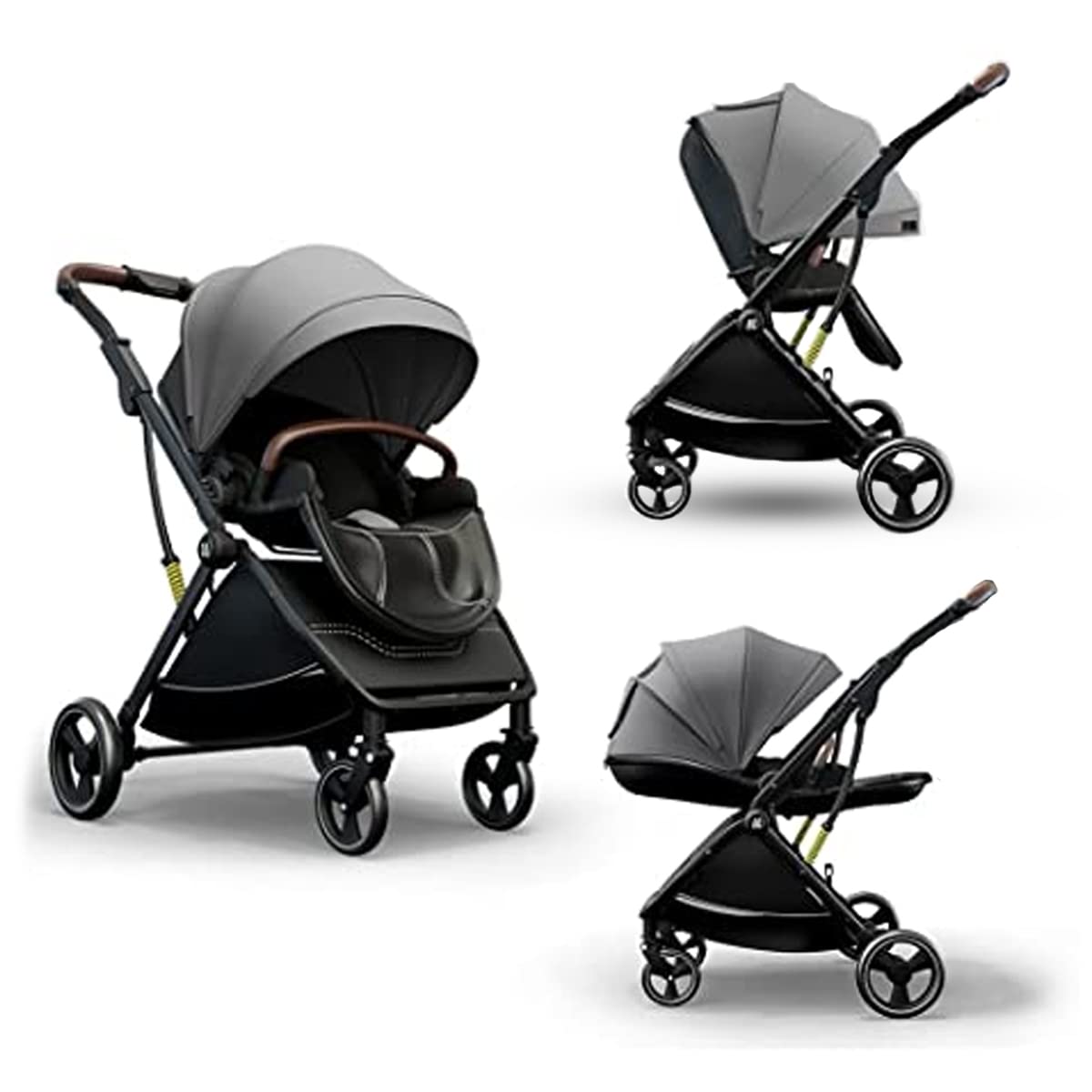 StarAndDaisy Coballe Baby Stroller, 2 in 1 High Landscape Convertible Reversible Bassinet Pram for Infant, Foldable Aluminum Alloy Pushchair with Adjustable Backrest, 3D Suspension (Green)