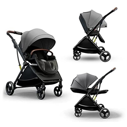 StarAndDaisy Coballe Baby Stroller, 2 in 1 High Landscape Convertible Reversible Bassinet Pram for Infant, Foldable Aluminum Alloy Pushchair with Adjustable Backrest, 3D Suspension (Green)