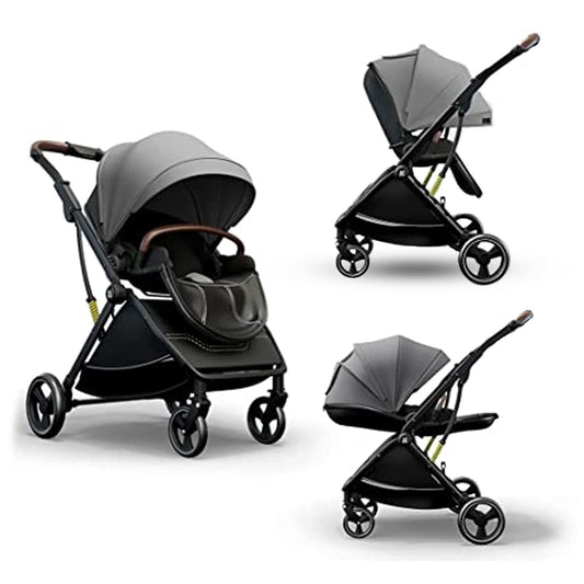 StarAndDaisy Coballe Baby Stroller, 2 in 1 High Landscape Convertible Reversible Bassinet Pram for Infant, Foldable Aluminum Alloy Pushchair with Adjustable Backrest, 3D Suspension (Green)