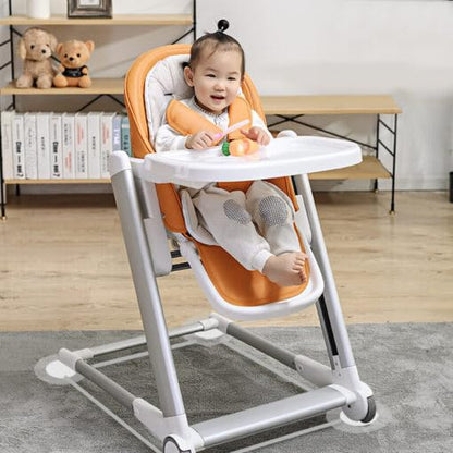 StarAndDaisy Baby Feeding High Chair, Infants Booster Seat with Wheels, Multi – Functional Kids High Chair with Detachable Food Tray & Adjustable Height with 5 Point Safety Belt