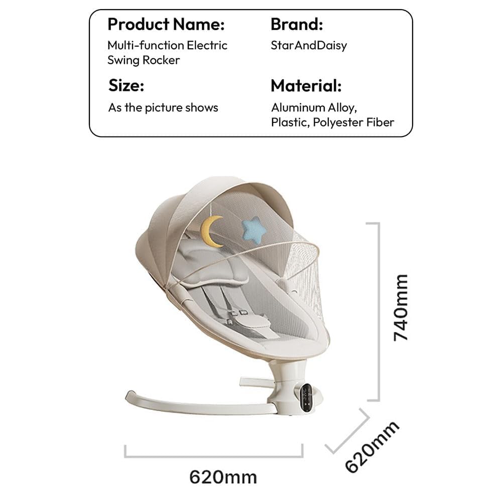 StarAndDaisy Swing Rocker for Baby with Automatic 5-Level Swing – Infant & Toddler Rocking Chair with 3-Level Adjustable Backrest, Baby Rocker with Remote Control -White