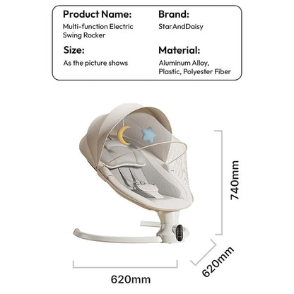 StarAndDaisy Swing Rocker for Baby with Automatic 5-Level Swing – Infant & Toddler Rocking Chair with 3-Level Adjustable Backrest, Baby Rocker with Remote Control -White