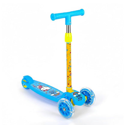 StarAndDaisy X Hello Kitty Kick Scooter for Kids 3+ Years, Foldable Skate Scooter for Children Girls & Boys with 4 Level Height Adjustment, LED Wheels & Brakes - Blue