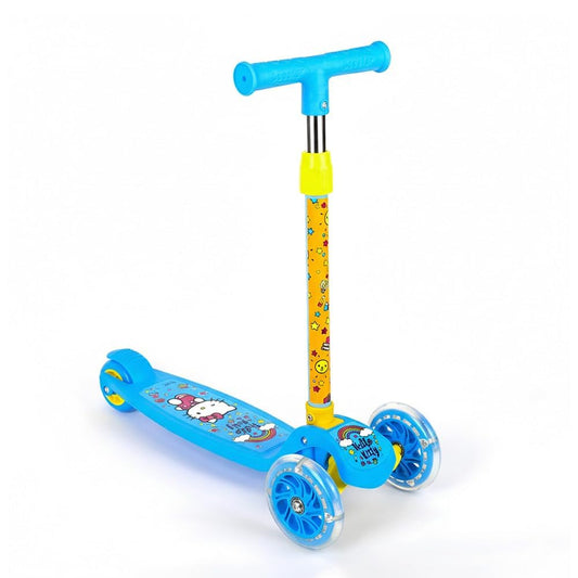 StarAndDaisy X Hello Kitty Kick Scooter for Kids 3+ Years, Foldable Skate Scooter for Children Girls & Boys with 4 Level Height Adjustment, LED Wheels & Brakes - Blue