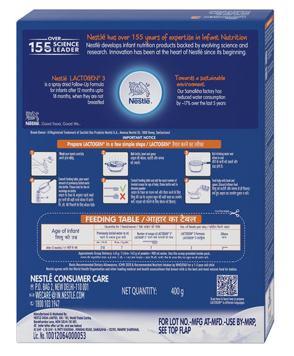 Nestle Lactogen Stage 3 Powder Refill (400 gram)