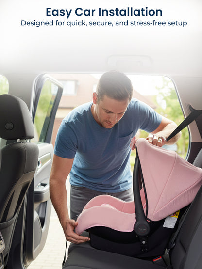 Polka Tots 5-In-1 Baby Car Seat Carry Cot With Canopy Feeding Seat 0 To 15 Months  - Pink