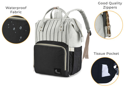 Caramello Diaper Bag Smart And Fashionable Diaper Bag For Moms  Black Strips
