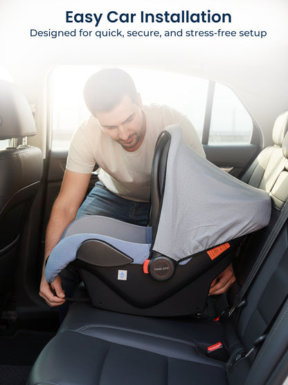 Polka Tots 5-In-1 Baby Car Seat Carry Cot With Canopy Feeding Seat 0 To 15 Months - Blue