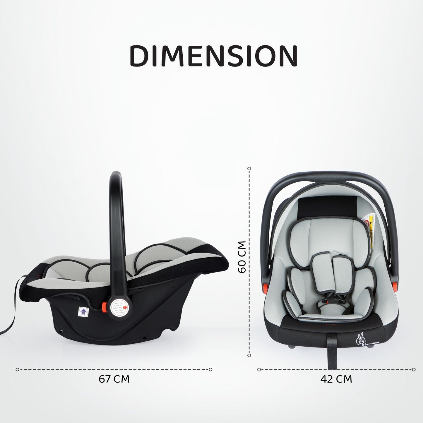 R for Rabbit Picaboo 4 in 1 Multipurpose Car Seat Cum Carry Cot Black Grey