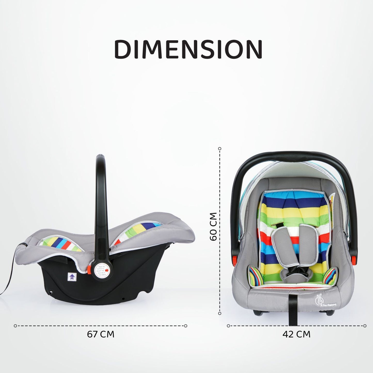 R for Rabbit Picaboo 4 In 1 Multipurpose Baby Carry Cot Cum Car Seat Rainbow