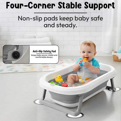 StarAndDaisy Baby Bath Tub for 0 to 5 Years/Bath Tub for Kids 0-3 Years, Tub for Girls & Boys with Foldable Legs, Easy to Store -Grey