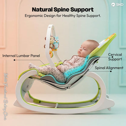 StarAndDaisy Baby Rockers for 0 to 2 Years, Baby Multi Functional Rocker chair for Babies, Infants & Toddler with Removable Mattress, Swing & Bouncer/Cradle with Vibrations, music & Hanging Toys (Rocker-Red)