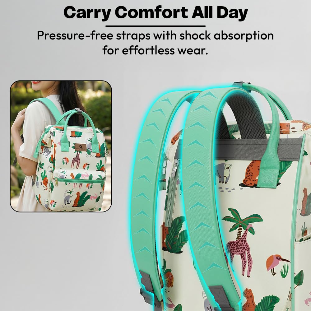 StarAndDaisy Baby Diaper Bag for Mother Travel/Diaper Bags for Mother for Travel with Laptop Pocket, Multi Compartments, Insulated Bottle Pockets, Waterproof, Ultra soft fabric - Green