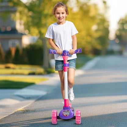 StarAndDaisy X Peppa Pig Kick Scooter for Kids 3+ Years, Foldable Skate Scooter for Children Girls & Boys with 4 Level Height Adjustment, LED Wheels & Brakes - Purple