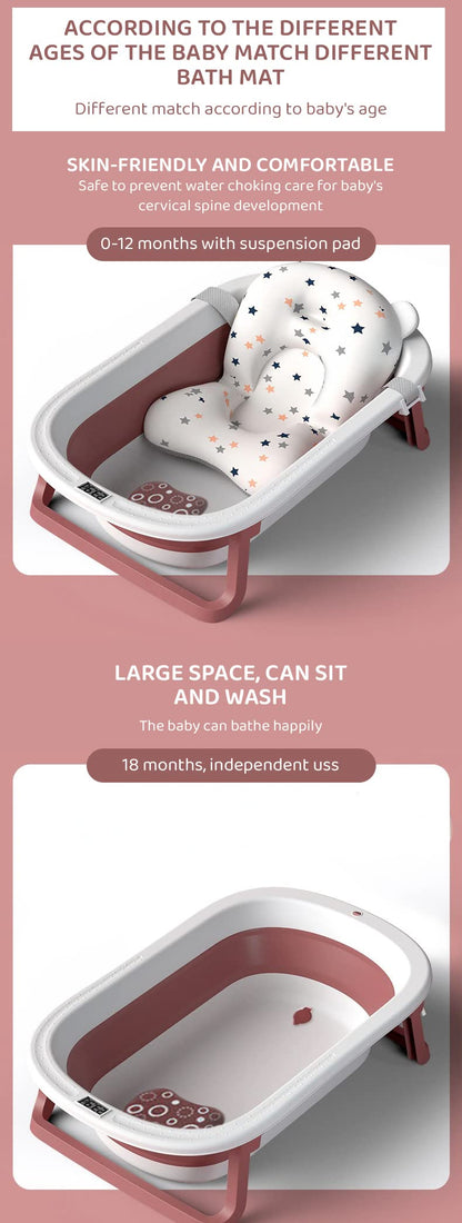 StarAndDaisy Baby Bath Tub for 0 to 5 Years/Folding Large Baby Bathtub with Temperature Meter/Safe & Comfortable Bathing tub for Kids