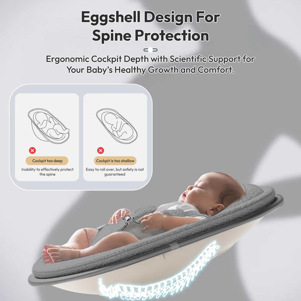 StarAndDaisy Electric Swing for Baby Automatic/Baby Swing for 0 to 2 Years with Adjustable Backrest/Baby Rocker Swing with 5 Levels of Speed, Light Weight, Play Toy-Grey