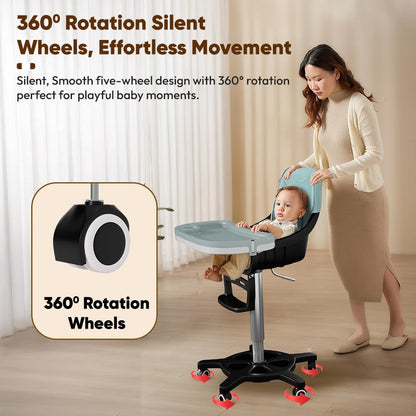 StarAndDaisy Little Nest Baby High Chair/Study Chair/Multifunctions Baby Chair for 6 Months to 6 Years Girls & Boys, Height Adjustable, Detachable Tray & One-Hand Adjustable - Blue