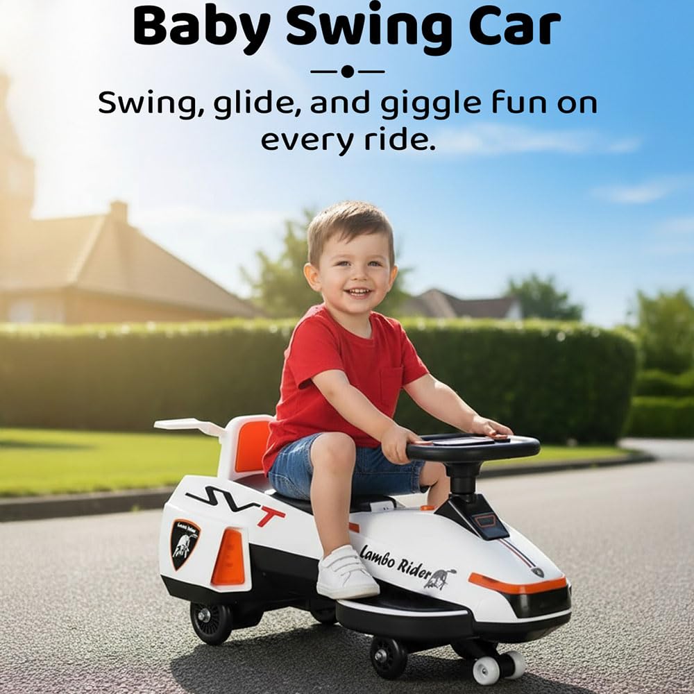 StarAndDaisy Baby Magic/Swing Car for Kids Toys for 2-5 Years boy, with LED Light & Music,Backrest seat, 360° Swivel Steering Twister Ride-on/car with Smoke & Water Injection -Pink