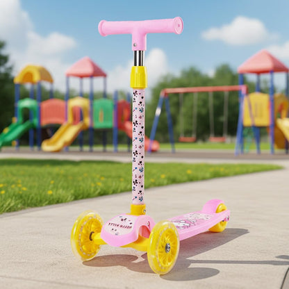 StarAndDaisy X Hello Kitty Kick Scooter for Kids 3+ Years, Foldable Skate Scooter for Children Boys & Girls with 4 Level Height Adjustment, LED Wheels & Brakes (Pink)