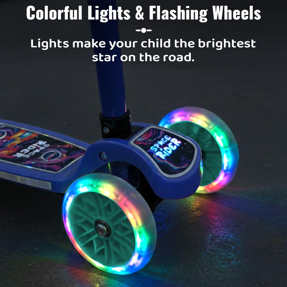StarAndDaisy X NASA Kick Scooter for Kids 3+ Years, Foldable Skate Scooter for Children Girls & Boys with Multi-Level Height Adjustment, LED Wheels & Brakes -(Officially Licensed) (Blue)