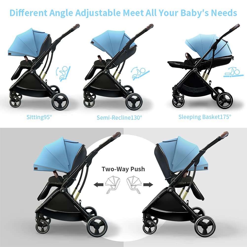 StarAndDaisy Coballe Baby Stroller, 2 in 1 High Landscape Convertible Reversible Bassinet Pram for Infant, Foldable Aluminum Alloy Pushchair with Adjustable Backrest, 3D Suspension (Green)