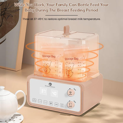StarAndDaisy Sterilizer for Feeding Bottles / 6 in 1 Baby Bottle Warmer for Baby Food/ Baby Sterilizer / Warmer Machine with 24-Hour Smart Thermostat, Acutomatic Power off Protaction, Defrost Feature, Smart Touchscreen Display -Pink