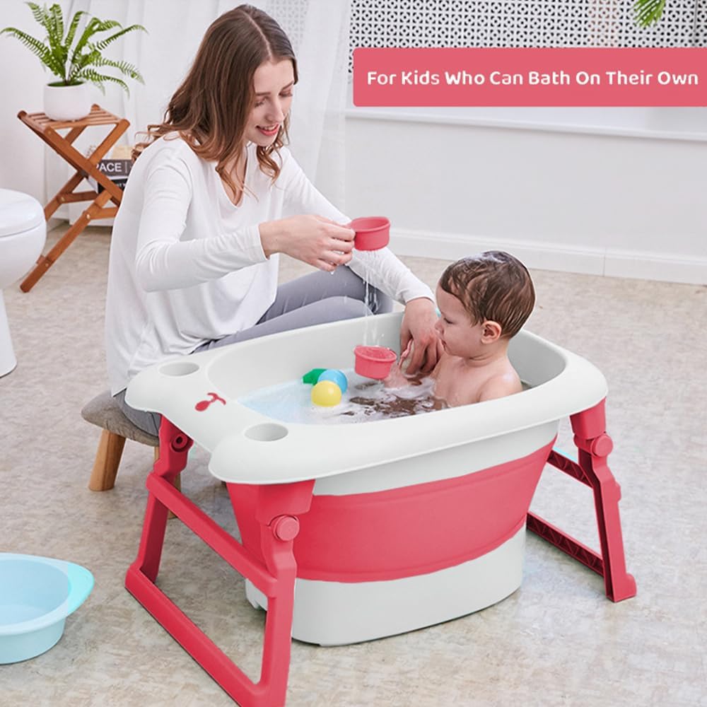 StarAndDaisy Baby Bath Tub for 0 to 5 Years/Folding Large Baby Bathtub with Temperature Meter/Safe & Comfortable Bath Tub for Kids