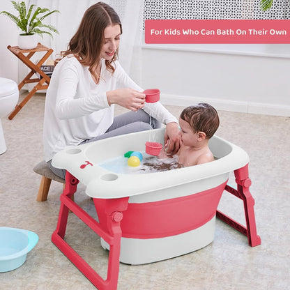 StarAndDaisy Baby Bath Tub for 0 to 5 Years/Folding Large Baby Bathtub with Temperature Meter/Safe & Comfortable Bath Tub for Kids