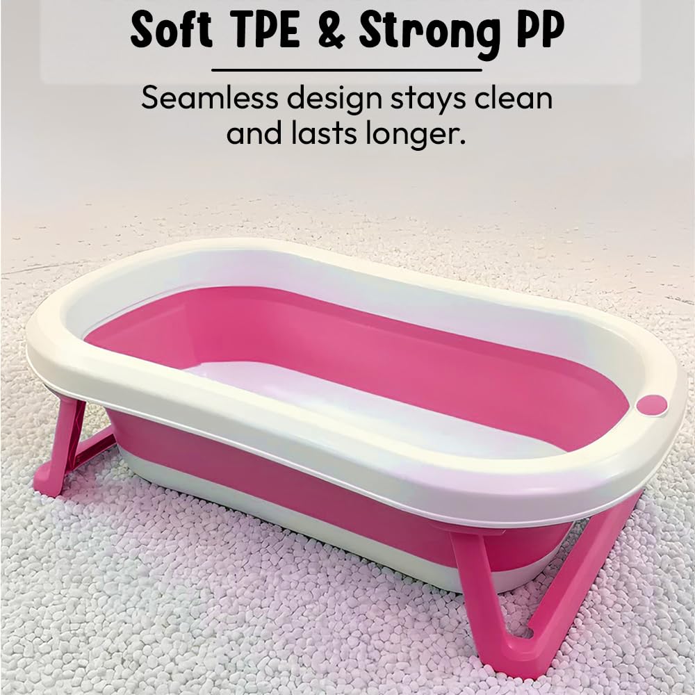 StarAndDaisy Baby Bath Tub for 0 to 5 Years/Bath Tub for Kids 0-3 Years, Tub for Girls & Boys with Foldable Legs, Easy to Store -Pink