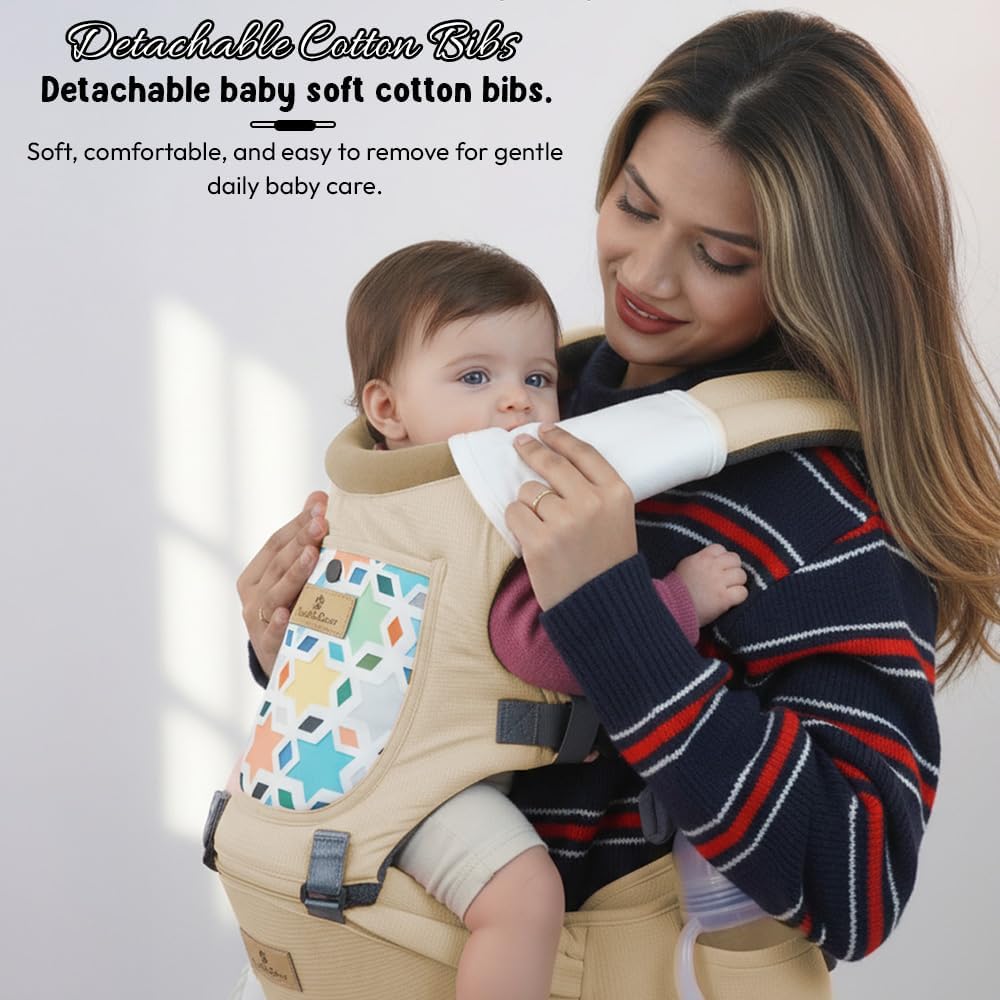 StarAndDaisy 4-in-1 Baby Carrier for 0 to 3 Year Baby/Kangaroo Bag with Comfortable Soft Hip Seat/Baby Carrier - 4 Carrying Positions with 2 Storage Pockets - Blue (4-in-1 Beige)