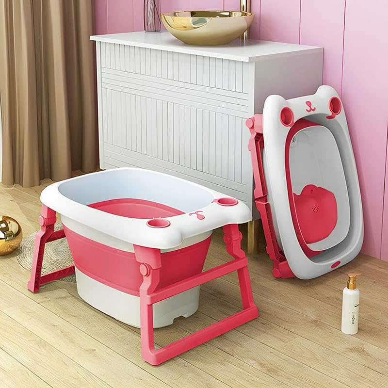 StarAndDaisy Baby Bath Tub for 0 to 5 Years/Folding Large Baby Bathtub with Temperature Meter/Safe & Comfortable Bath Tub for Kids