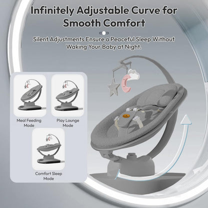 StarAndDaisy Electric Swing for Baby Automatic/Baby Swing for 0 to 2 Years with Adjustable Backrest/Baby Rocker Swing with 5 Levels of Speed, Light Weight, Play Toy-Grey