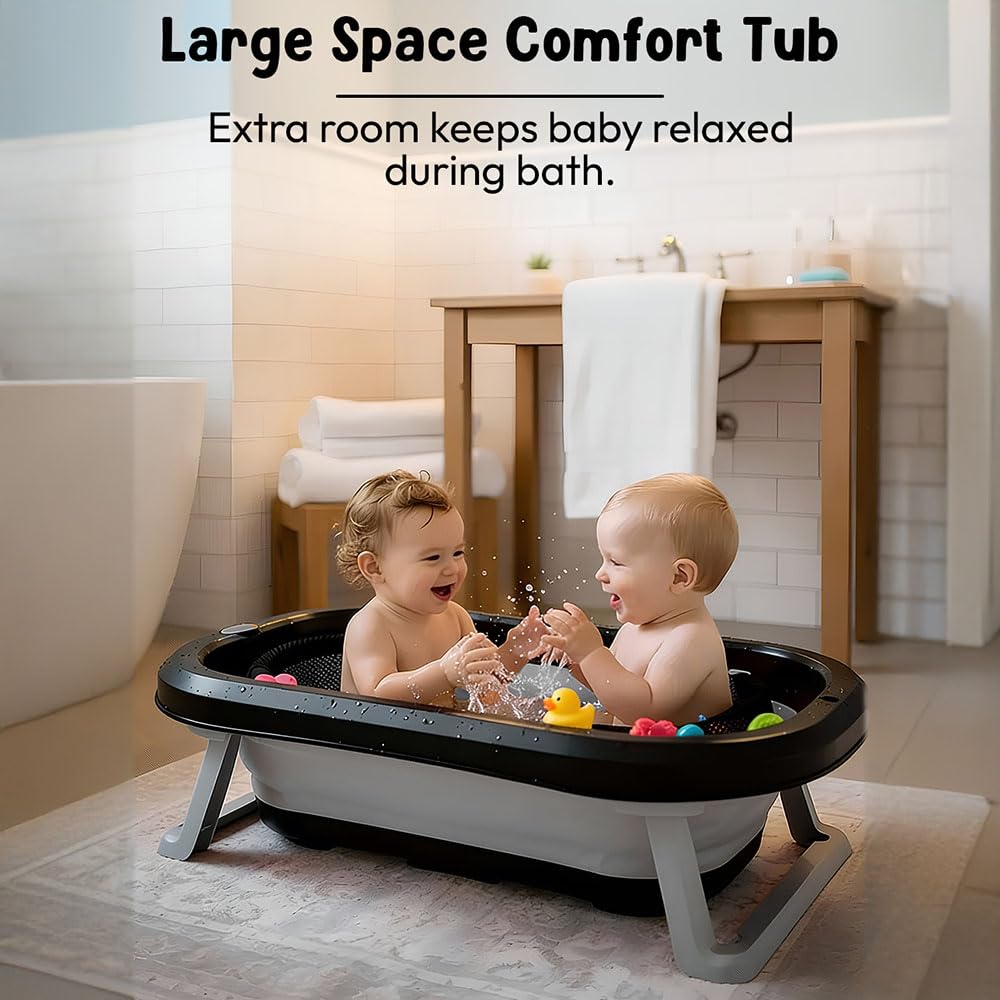 StarAndDaisy Baby Bath Tub for 0 to 5 Years/Bath Tub for Kids 0-3 Years, Tub for Girls & Boys with oldable Legs, Easy to Store -Black
