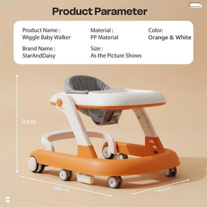 StarAndDaisy Baby Walker for 6-18 Month Baby Boy & Girl/Height Adjustment, Speed Control/Baby Walker for Kids with Safety Wheels and Comfortable Seat (Wiggle W-Orange)
