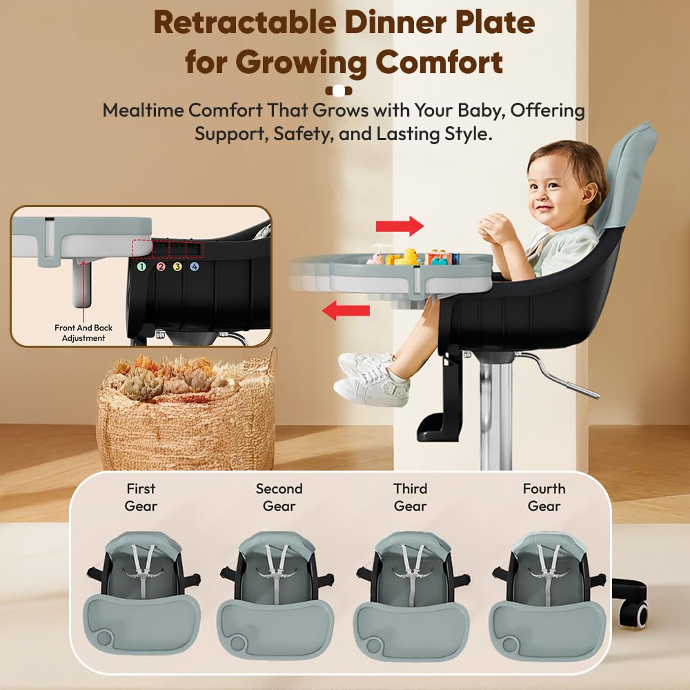 StarAndDaisy Little Nest Baby High Chair/Study Chair/Multifunctions Baby Chair for 6 Months to 6 Years Girls & Boys, Height Adjustable, Detachable Tray & One-Hand Adjustable - Blue