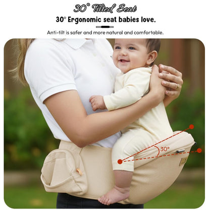 StarAndDaisy 4-in-1 Baby Carrier for 0 to 3 Year Baby/Kangaroo Bag with Comfortable Soft Hip Seat/Baby Carrier - 4 Carrying Positions with 2 Storage Pockets - Blue (4-in-1 Beige)