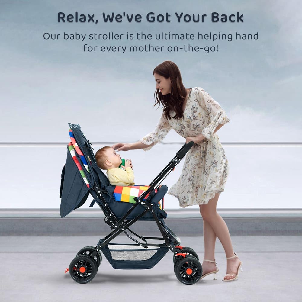 StarAndDaisy Sunrise Baby Stroller for 0-5 Years - Foldable Lightweight Pram with 3-Point Safety Harness, Adjustable Backrest, 360° Swivel Wheel, and Reversible Handlebar, Ideal for Boys and Girls (Prism)