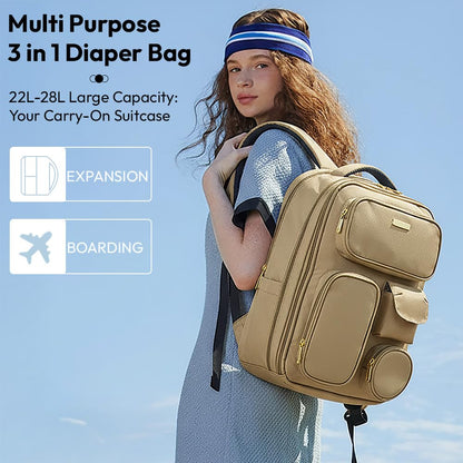 StarAndDaisy 3 in 1 Maternity Bag for Mothers–Spacious Multi-Compartment Diaper Bag for Mothers for Travel, Baby Bag for Mother Travel, Baby bag for Travelling with Insulated Bottle Pocket -Beige