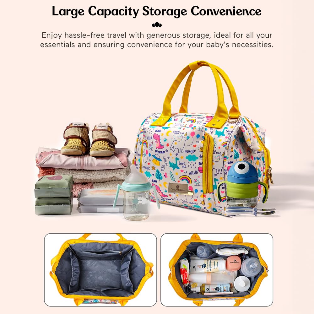StarAndDaisy Baby Bag for Mother Travel/Diaper Bag for New Born Baby with Light Weight and Potable Design/Diaper Bags for Mom with Multi Compartments, Waterproof Bag with Ultra Soft Fabric.