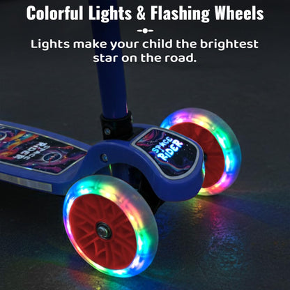 StarAndDaisy X NASA Kick Scooter for Kids 3+ Years, Foldable Skate Scooter for Children Girls & Boys with Multi-Level Height Adjustment, LED Wheels & Brakes -(Officially Licensed) (Red-Blue)