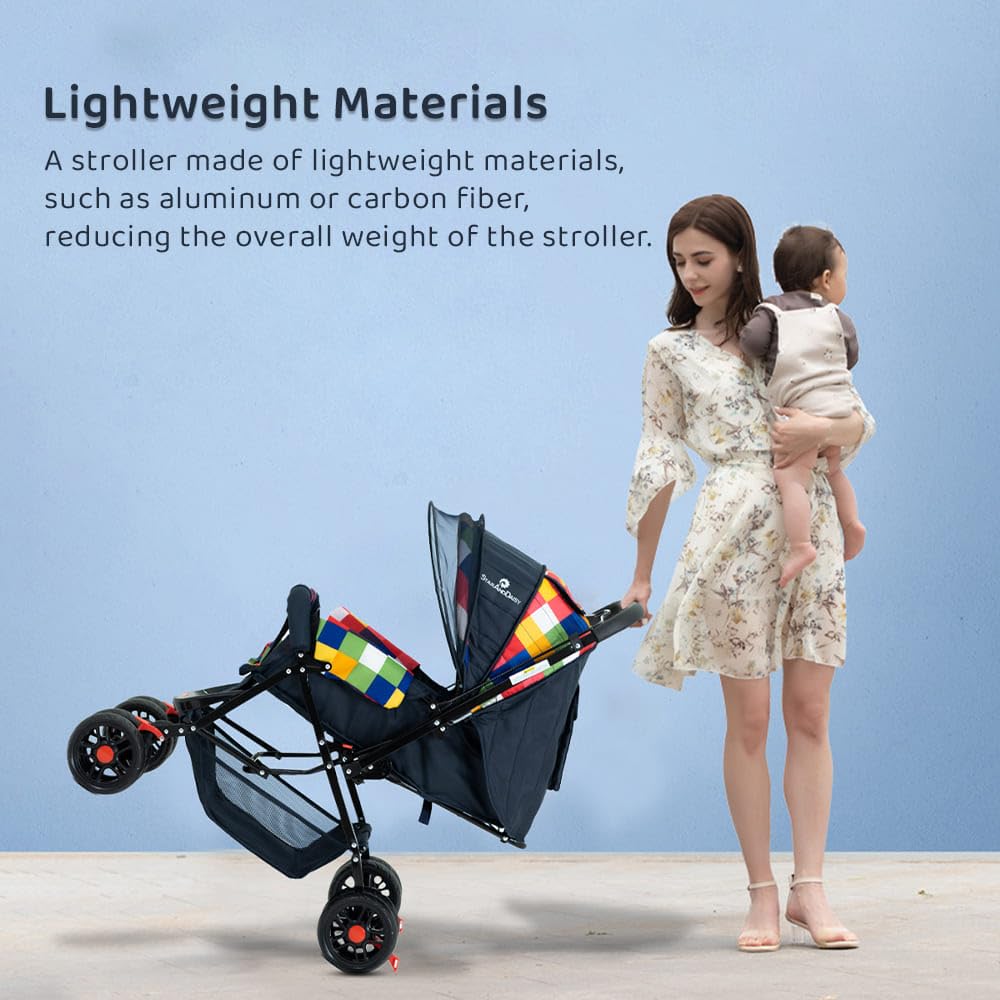 StarAndDaisy Sunrise Baby Stroller for 0-5 Years - Foldable Lightweight Pram with 3-Point Safety Harness, Adjustable Backrest, 360° Swivel Wheel, and Reversible Handlebar, Ideal for Boys and Girls (Prism)