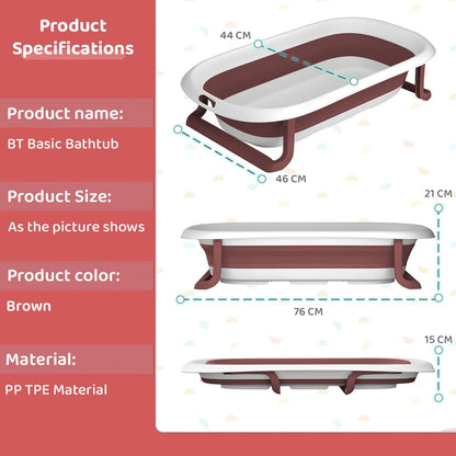 StarAndDaisy Baby Bath Tub for 0 to 5 Years/Foldable Bath Tub for Kids 0-3 Years with Space Saving, Newborn Baby Folding Bathing Tub Girls & Boys with Soap Tray, Easy to Store (BT - Brown)